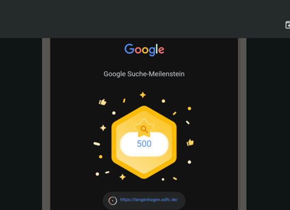 Klick' auch Du Dich rein ins Radfahr-Vergnügen in und um Langenhagen! Der neueste Google Search Award: 500*) Klicks durch die Suche mit Google auf der Webseite des ADFC Langenhagen Klicks Du Dich auch rein ins Radfahr-Vergnügen in und um Langenhagen! Der neueste Google Search Award: 500*) Klicks durch die Suche mit Google auf der Webseite des ADFC Langenhagen (C) ADFC Langenhagen